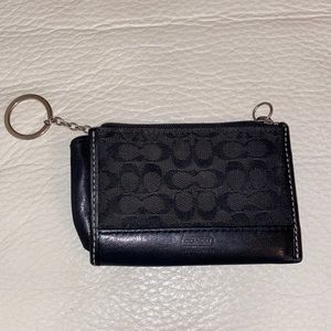 Black Coach canvas card holder keychain